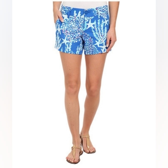 Lilly Pulitzer Pants - Lilly Pulitzer Callahan Short Brewster Blue Good Reef starfish Size 10 Blue